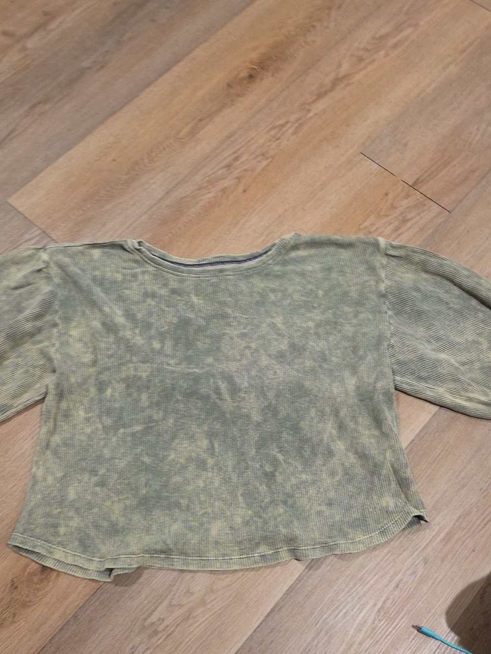 Pilcro Washed Olive Ribbed Long-Sleeve Top